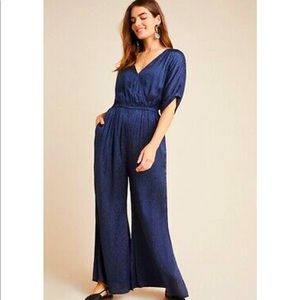 Anthropologie Navy Viscose Jumpsuit